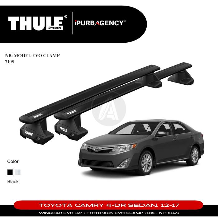 Jual Thule Cross Bar Evo Clamp 7105 set: Toyota Camry 4-dr Sedan