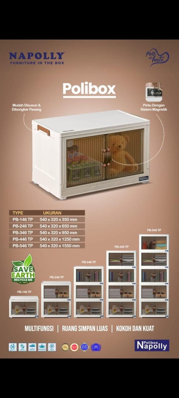 Gambar CONTAINER BOX LIPAT RAK SERBAGUNA LEMARI SUSUN PLASTIK NAPOLLY POLIBOX - POLIBOX 5 SSN dari Lia Furniture Tegal Alur undefined Tokopedia