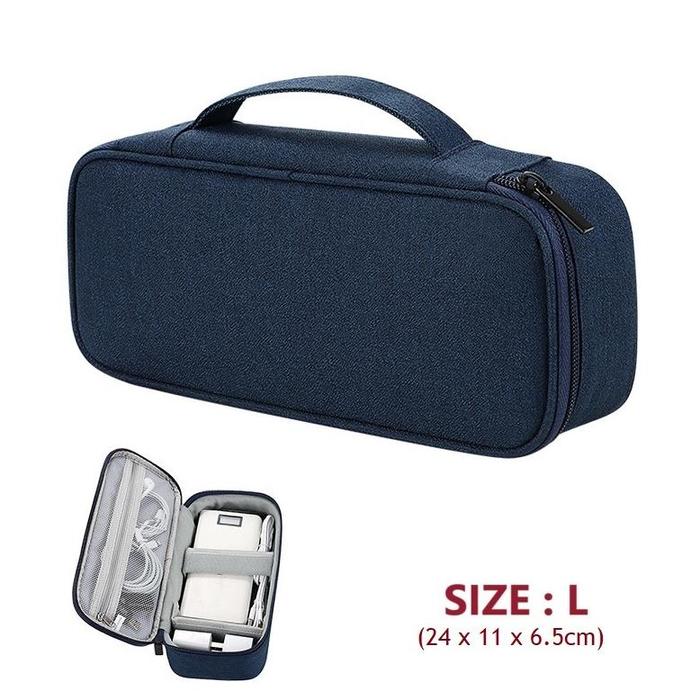 Gambar Jempol [All-In-One] Pouch Gadget Harddisk Powerbank Adaptor Charger Accessories Dital / Tas Travel Aksesoris Dital - SIZE L - NAVY dari Jeremiah Pusat undefined Tokopedia