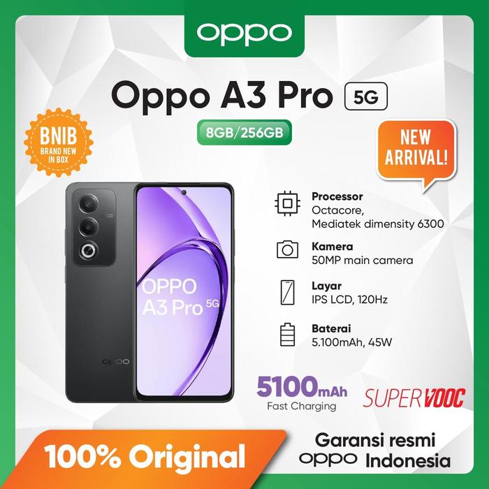 Gambar Oppo A3 Pro 5G 8/256GB - Garansi Resmi Oppo Indonesia - Black dari Oppo Store Mall Central Park undefined Tokopedia