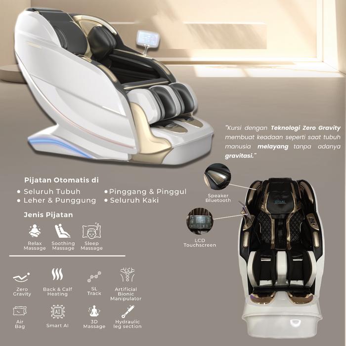 Jual Kursi Pijat Rovos Oreno Lux Massage Chair White Black
