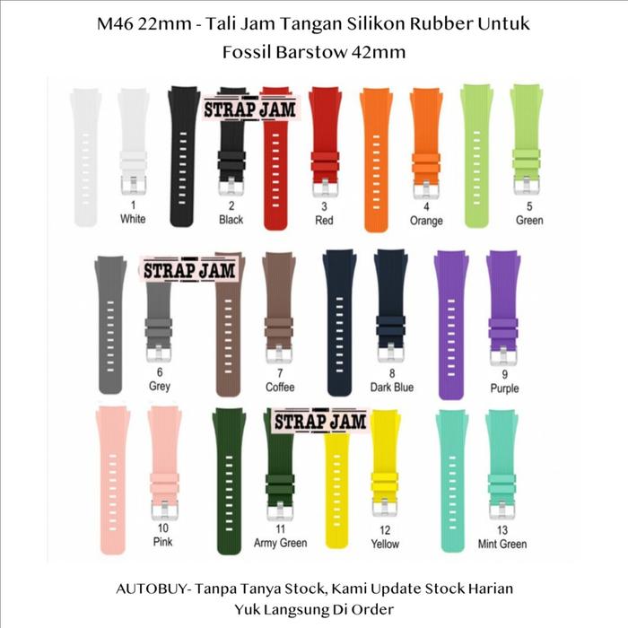 Jual M46 22mm Tali Jam Tangan Fossil Barstow 42mm Strap Rubber