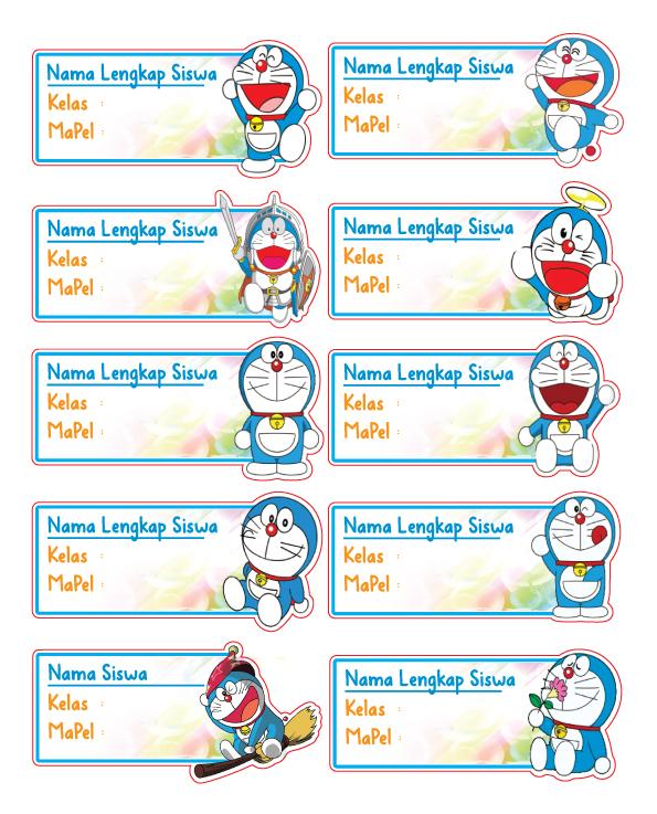 Gambar Cetak Stiker Label Nama Buku Custom Contour Cut - Doraemon, Stiker Glossy dari LabelWave undefined Tokopedia