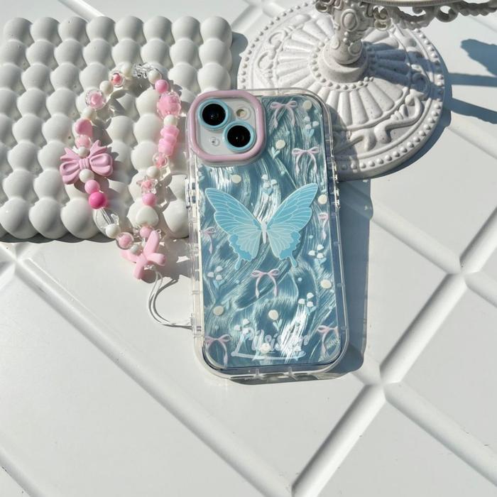 Gambar ◤NEW◢ Butterfly Veil Hologram Campro Phone Case Include Pink Ribbon Phone String (11 12 13 14 15 PRO PROMAX) - BUTTERFLY VEIL, 11 dari lilsisterstuffs undefined Tokopedia