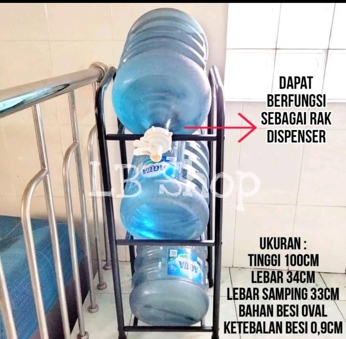 Gambar Rak galon 3 susun Rak Dispenser tempat galon air - Hitam dari Lucky blessing shop undefined Tokopedia