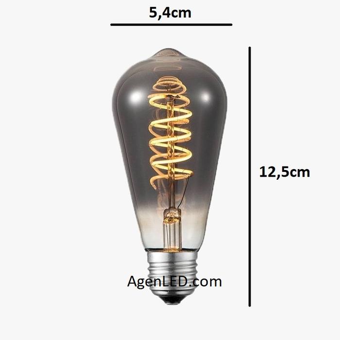 Gambar VDR Twist Filament LED Gray Amber Smoke 4W Bohlam Lampu Edison st64 Bulb 4 w watt Filamen ST54 G80 T30 - ST-54 dari AgenLED undefined Tokopedia