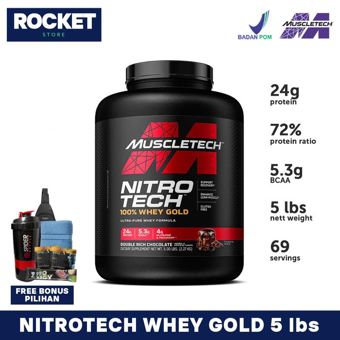 Gambar Muscletech Nitrotech Whey Gold 5lbs with Whey Protein Isolate 5 lbs - Chocolate, Cek Deskripsi dari Rocket Store Jakarta undefined Tokopedia