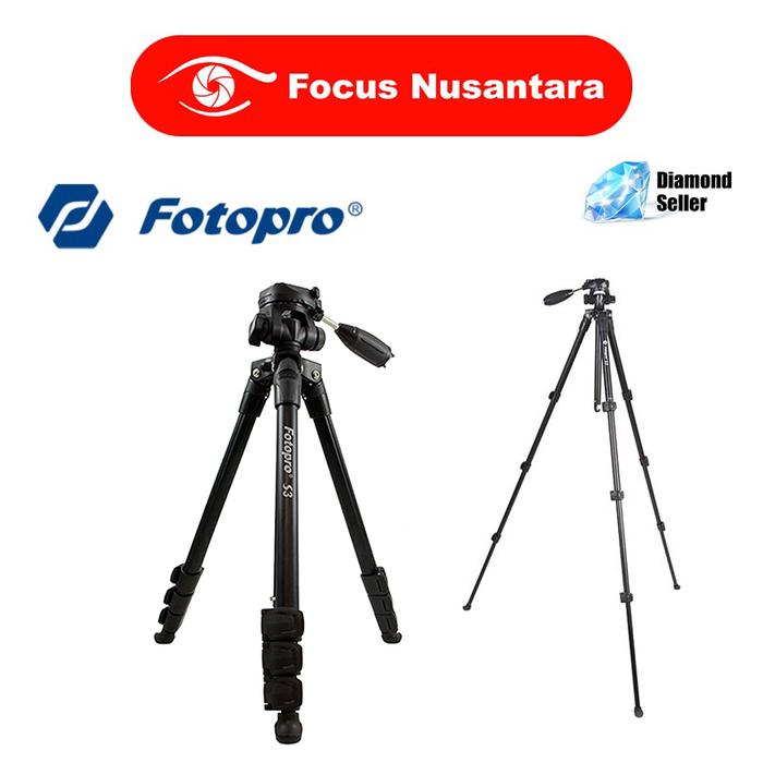 Gambar FOTOPRO S3 Photo Tripod Aluminium Video Tripod Kamera GARANSI RESMI - Black dari Focus Nusantara undefined Tokopedia