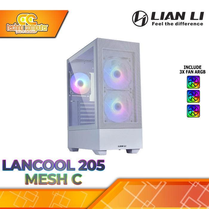 Gambar CASING LIAN LI LANCOOL 205 Mesh C - Mid Tower ATX Case Tempered Glass (Free 3x ARGB Fan) - Putih dari Techno Computer Bali Kota Denpasar Tokopedia
