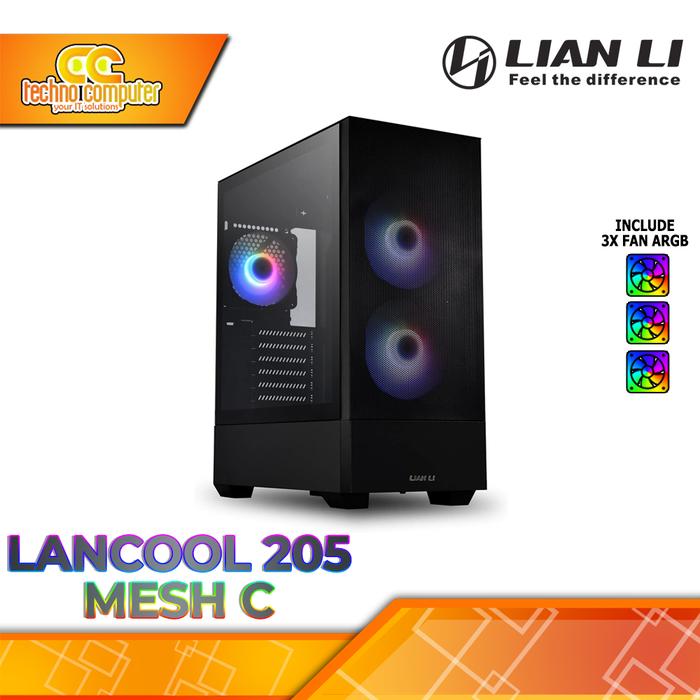 Gambar CASING LIAN LI LANCOOL 205 Mesh C - Mid Tower ATX Case Tempered Glass (Free 3x ARGB Fan) - Hitam dari Techno Computer Bali undefined Tokopedia