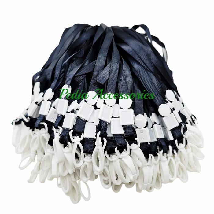 Gambar Tali Id Card Tali Lanyard Gantungan Id Card / Card Holder Name Tag uk.1cm (per 100pcs) - Hitam dari Pedia Accessories undefined Tokopedia