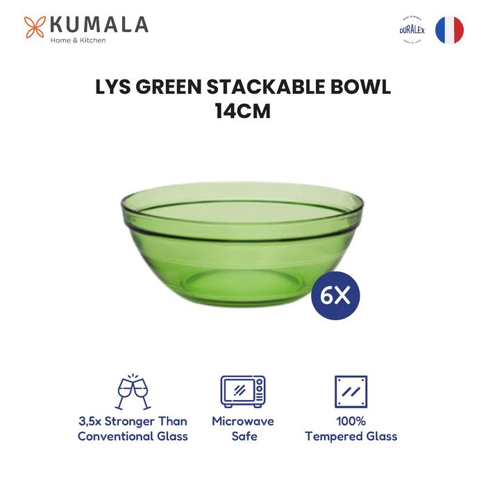 Gambar DURALEX Stackable Bowl Clear 26 cm - Mangkok Aduk Adonan Kaca - Glass Mixing Bowl - Green 14CM dari Kumala Home & Kitchen undefined Tokopedia
