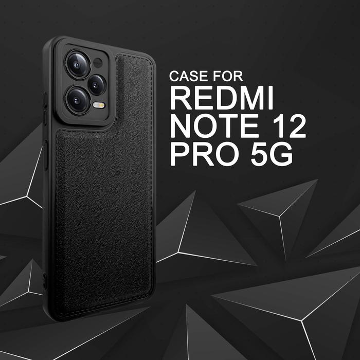 Gambar Xiaomi Redmi Note 12 Pro 5G Case Softcase LEATHER BLACK CAMERA PROTECT - BLACK dari Drawacc undefined Tokopedia
