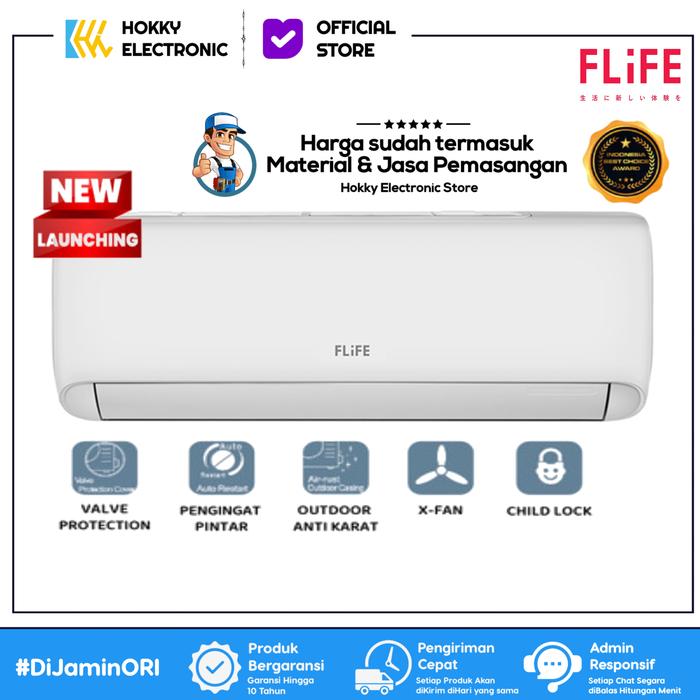 Gambar AC FLIFE by GREE FAC-09FCOO + PASANG AC SPLIT 1 PK LOWW WATT - PASANG dari Hokky Electronic Store undefined Tokopedia