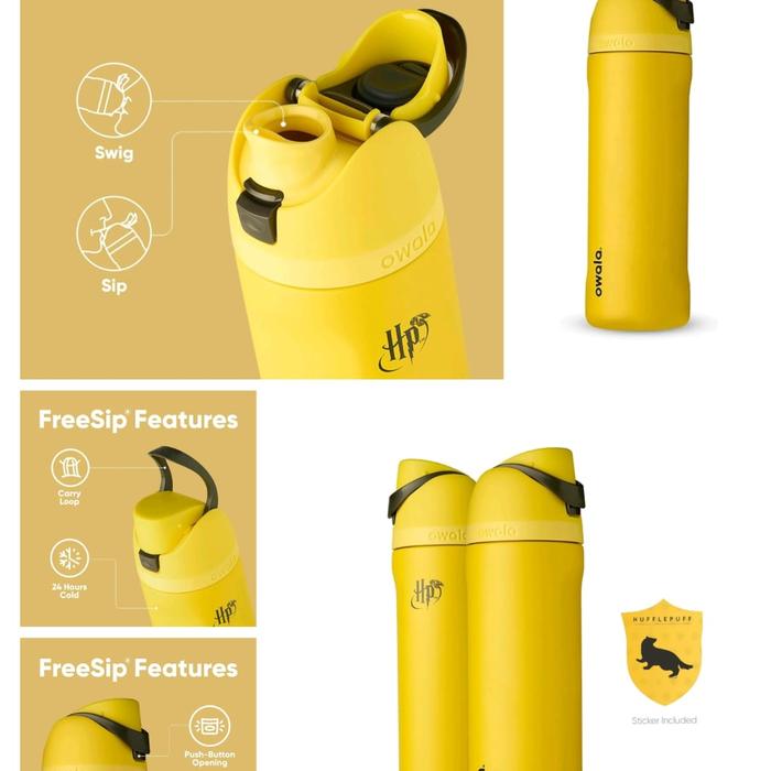 Gambar [READY STOCK] LIMITED EDITION OWALA FREESIP WATER BOTTLE 24oz - HUFFLEPUFF dari SGshoppingfairy undefined Tokopedia