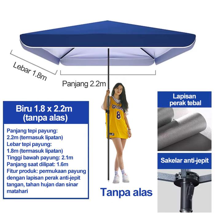 Gambar Payung Payung Tenda bahan / UV Anti Angin Tenda Taman Pantai Payung Taman - 220 cm - Biru dari JF Internasional undefined Tokopedia