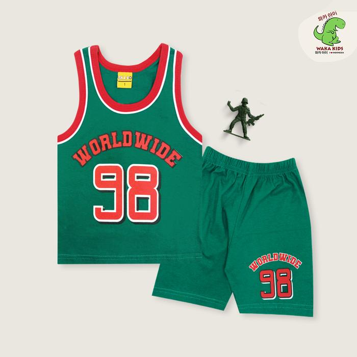 Gambar Wakakids Setelan Anak Laki Laki Baju Singlet Usia 6 Bulan Hingga 5 Tahun Set Celana Kaos Motif Worldwide 98 4082 - Toska, 1 dari Wakakids undefined Tokopedia