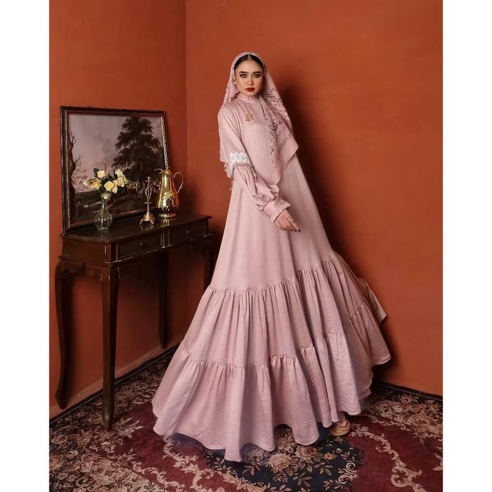 Gambar Zoraya Gamis Set Hijab Voall Material tulip by Elly Arsy - PEACH dari ellyarsy official undefined Tokopedia