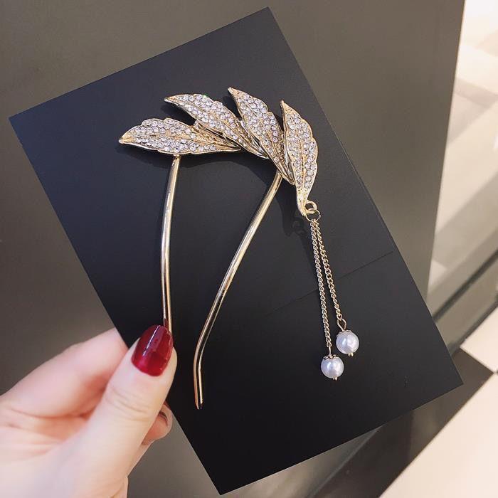 Gambar Tusuk konde jurai tusuk sanggul logam mutiara premium Clips - jurai daun emas dari Topadisa undefined Tokopedia