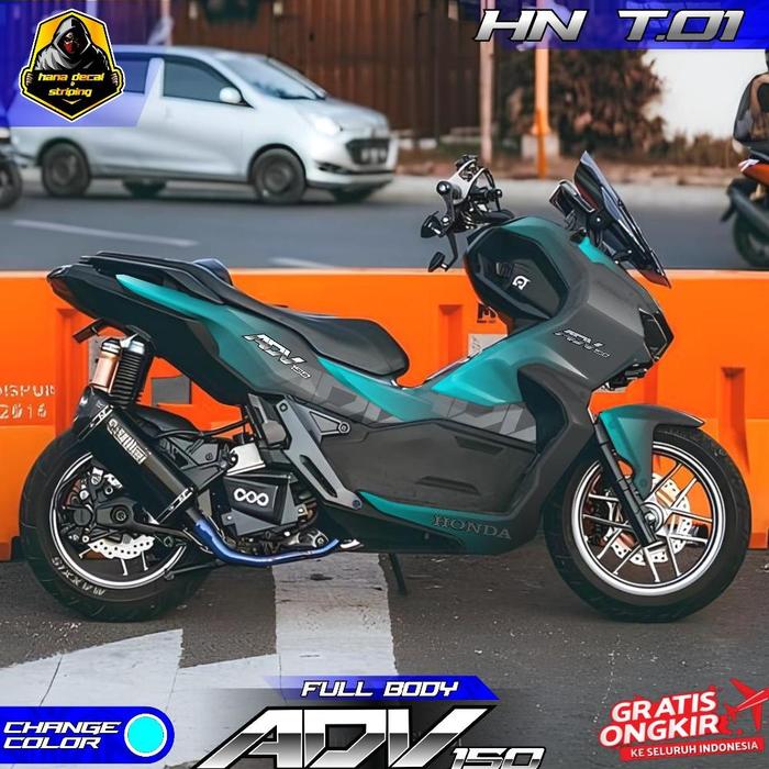 Gambar (NEW) decal sticker honda adv 150 striping adv full body CUSTOM DESAIN HANA DECAL T01 - cyan, premium dari tokohasnawati undefined Tokopedia
