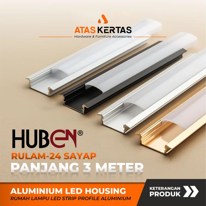 Gambar Rumah Lampu Led Strip Housing 3Meter - Cover Led Aumunium Gold - Putih - Hitam - Anodized - RULAM 24, Hitam dari Atas kertas undefined Tokopedia