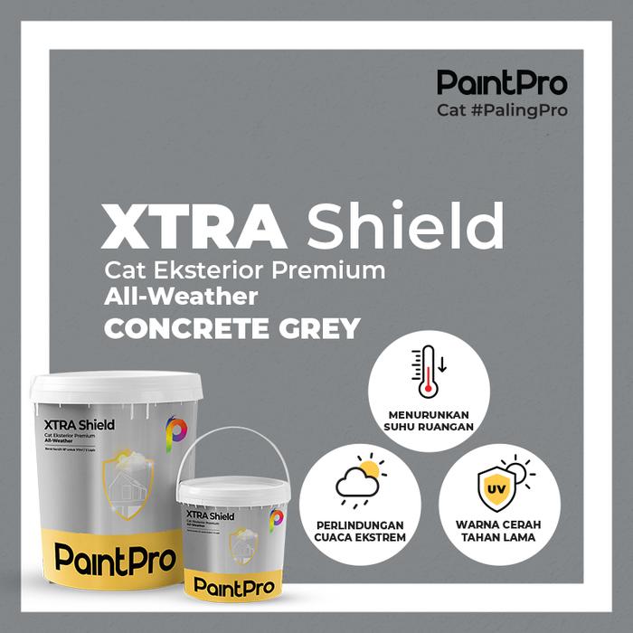 Gambar Cat Eksterior Murah Berkualitas | Anti UV | Tahan Panas | Cepat Kering | PaintPro | XTRA Shield 2.5L & 18L - Concrete Grey, 2.5 L dari PaintPro undefined Tokopedia
