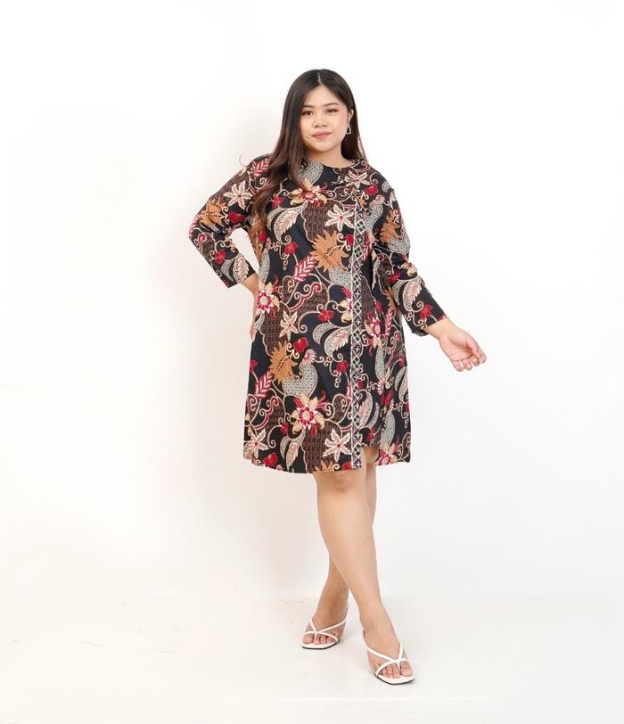 Gambar DRESS BATIK WANITA JUMBO BIG SIZE OVERSIZE 493 XXL XXXL LD 120cm BAJU HAMIL KERJA KANTOR PESTA FORMAL KONDANGAN KASUAL LENGAN PANJANG MODIS ELEGAN TRENDY MODEL TERBARU KEKINIAN BAJU TERUSAN GAUN BATIK CASUAL HITAM NAVY PINK KREM KECE MEWAH MURAH TERMURAH - BLACK dari CBTKPED undefined Tokopedia