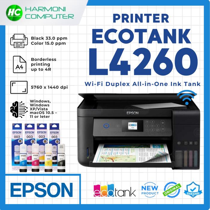 Gambar PRINTER Epson EcoTank L4260 A4 Wi-Fi Duplex All-in-One Ink Tank dari Harmoni Computer Manado undefined Tokopedia