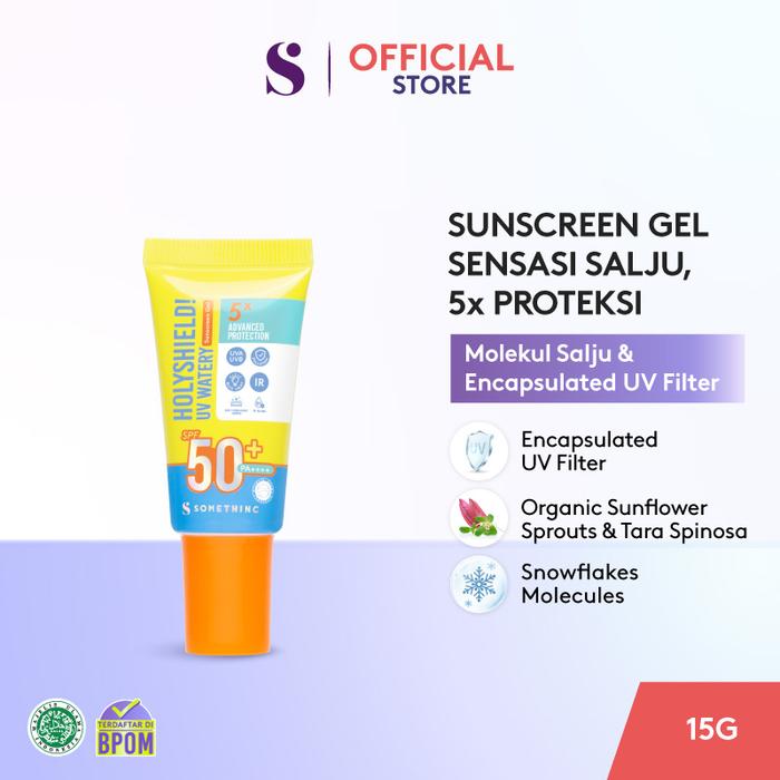 Gambar [Tasya Approved] SOMETHINC MAKEUP Holyshield! UV Watery Sunscreen Gel SPF 50+ PA++++ - Physical Sunscreen, Sunscreen untuk Kulit Berminnyak, Mudah Menyerap, No Whitecast & Tidak Lengket - 15 dari Somethinc Makeup Official undefined Tokopedia
