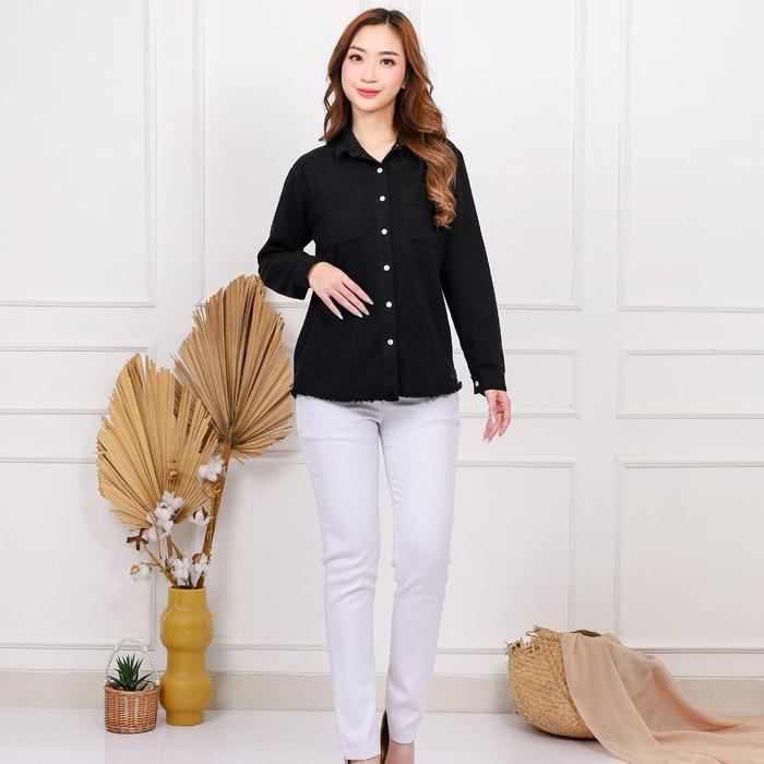 Gambar Blouse Jeans Lengan Panjang Blouse Denim Hitam Blouse Denim Biru Lengan Panjang Kemeja Denim Wanita - Hitam dari onlygrace.id undefined Tokopedia