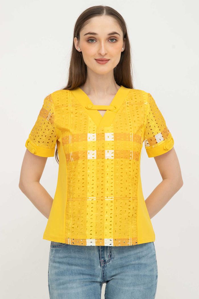 Gambar *Ready Stok* SISTER'S - Atasan Katun Kombi Kaos 7458 (CAP) - Kuning, M dari Sisters Fashion Group undefined Tokopedia