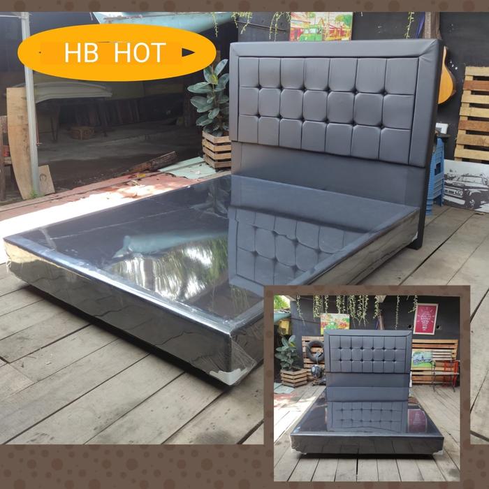 Gambar Dipan Tempat Tidur Divan Kasur Spring Bed Sandaran Full Minimalis Hitam 90 100 120 140 160 180 x 200 - HB COOL, 160x200 Lengkap dari Mebel NikiSae Malang undefined 2 Tokopedia