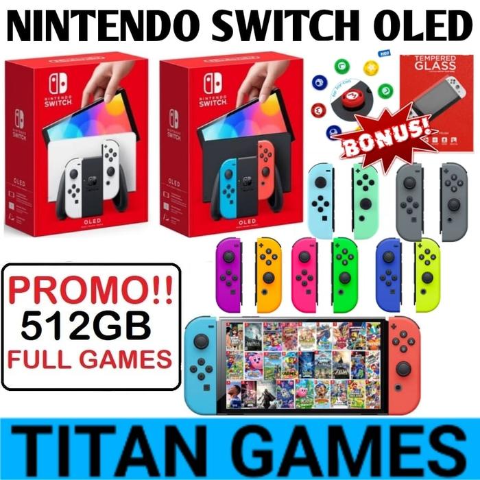 Jual Nintendo Switch OLED Console White WHITE+JOYCON, CFW 1TB