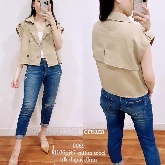 Gambar blazer katun tebal ld 104-106 milo,hitam,cream (0069) dari DovaFashionShop undefined Tokopedia
