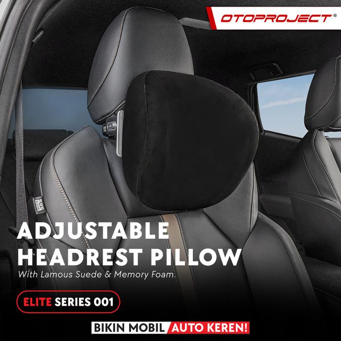 OTOPROJECT ADJUSTABLE HEADREST PILLOW UNIVERSAL BANTAL KURSI MOBIL SANDARAN  KEPALA BANTAL LEHER MOBIL ONYX BLACK