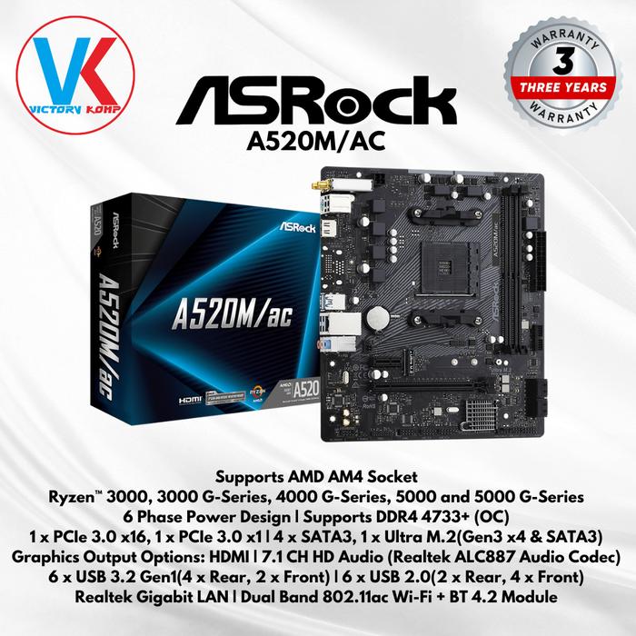Asrock A520m Ac A520 Wifi Jual ASRock A520M/ac Motherboard AMD