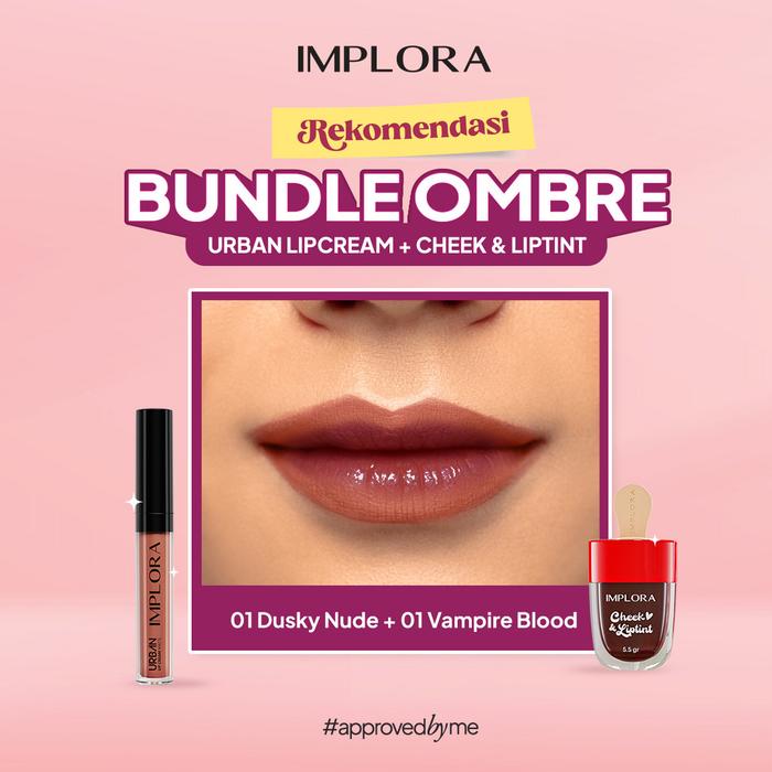 Gambar 1 SET OMBRE IMPLORA LIP CREAM MATTE DUSKY NUDE+LIPTINT VAMPIRE BLOOD - 01 + 01 dari Galery Merlina undefined Tokopedia