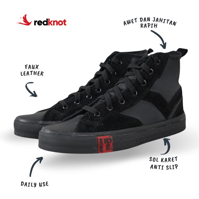 Gambar Redknot Rosta Hitam Sol Hitam | Sneakers Pria Tinggi | Sepatu Pria |  Sneakers Casual Pria | Sepatu Skateboard - Hitam Sol Hitam, 36 dari Redknot - Sepatu Sneakers Pria undefined Tokopedia