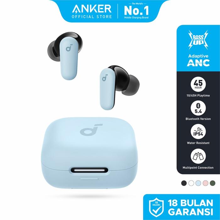 Gambar ( NEW LAUNCH ) Soundcore Anker R50i NC Earbuds Adaptive Noise Canceling Headset Earphone Bluetooth 5.4 TWS Low Latency for Game Long Battery 4 Mics IP54 -A3959 - Biru Muda dari Anker Bali undefined Tokopedia