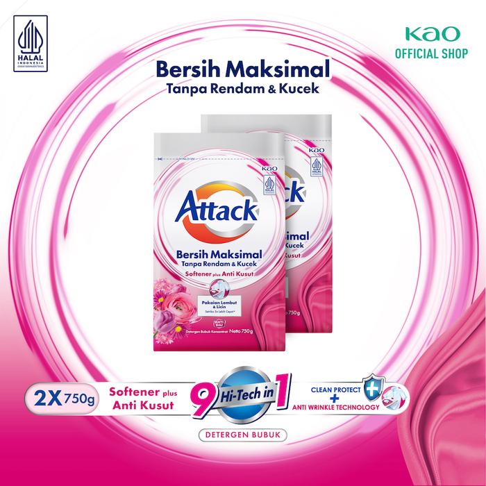 Gambar Attack Plus Softener 750gr Twinpack - Deterjen Bubuk Mesin Cuci dari KAO Indonesia undefined Tokopedia