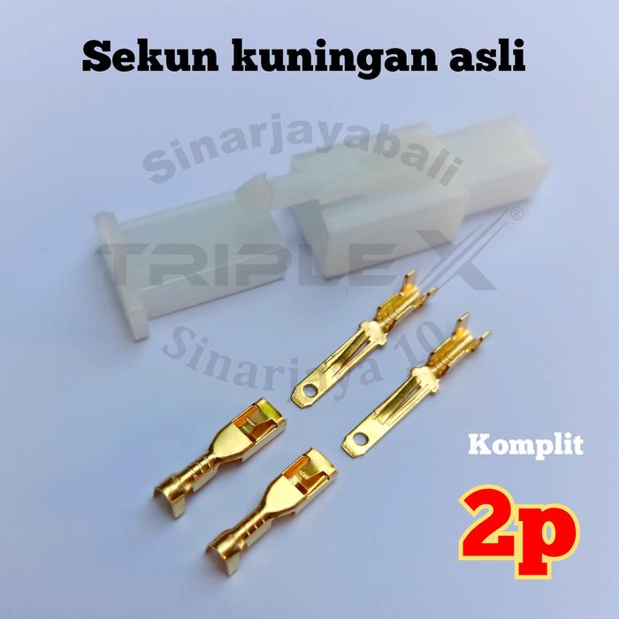 Gambar socket 2p kecil soket 2 pin 2pin kabel motor mobil 2,8 sekun terminal kuningan silver konektor warna putih merah hitam hijau biru - putih+ kuningan dari sinarjayabali undefined Tokopedia