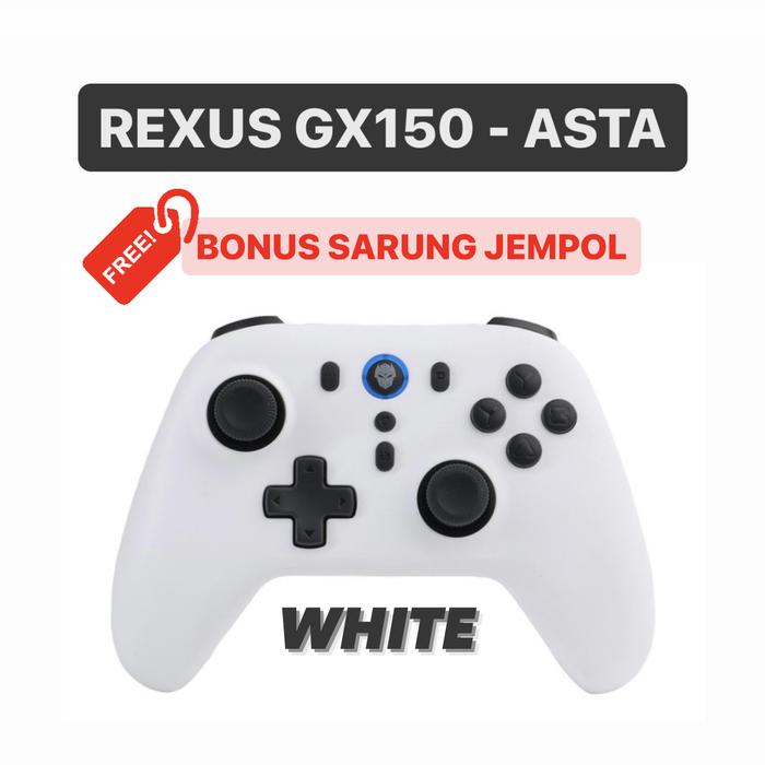 Gambar Rexus GX150 ASTA Gamepad Joystick Komputer PC , Dual Mode Wireless Dongle & Wired , Anti Drifting Hall Effect Analog, Rechargeable 600 mAh battery, High Polling Rate up tp 1000Hz, Comfort & Anti Slip Textured Grip Hitam Putih Controller - Putih dari Click & Go Tokopedia undefined Tokopedia