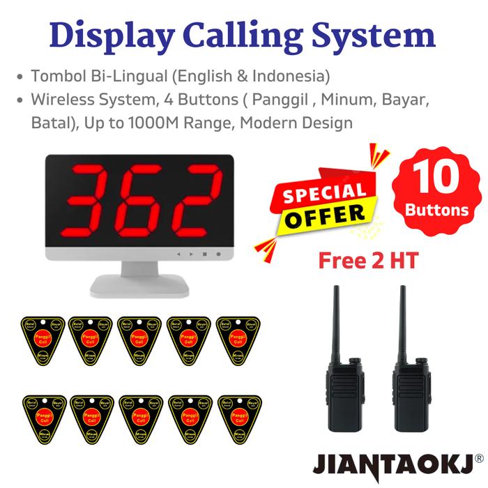 Gambar New Display Wireless Calling System Paging - 10 Call Button / Pager - 10 Tombol dari The Trusted Brand undefined Tokopedia