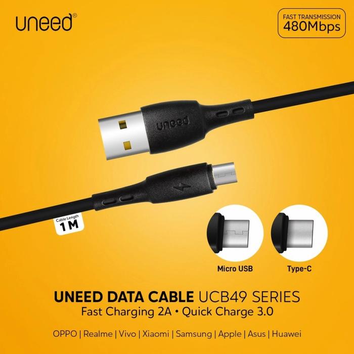 Gambar KABEL CHARGER MICRO USB UNEED METAL 2M 2METER FAST CHARGING DATA MIKRO - 1 Meter dari ORIGINAL PRODUCT92 undefined Tokopedia