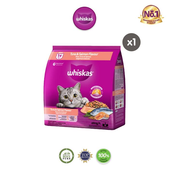 Gambar WHISKAS Makanan Kering untuk Kucing Dewasa 480gr - Tuna & Salmon dari Whiskas Indonesia undefined Tokopedia