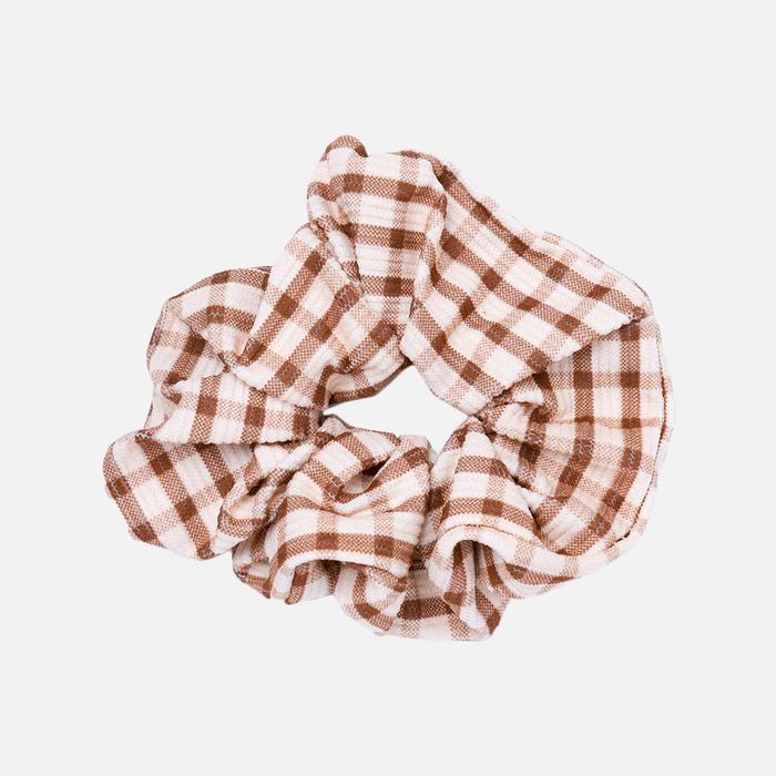 Gambar Stroberi Scrunchie Corduroy Hair Tie - Gingham Brown dari Stroberi Accessories undefined Tokopedia