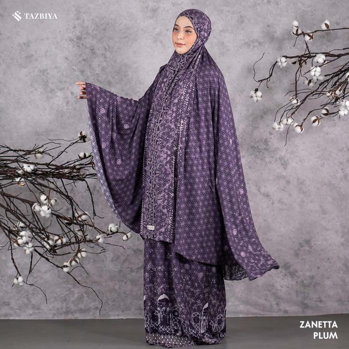 Gambar Mukena TAZBIYA 2in1 ZANETTA Set Sajadah Jumbo Dewasa Bahan Katun Rayon Premium Mukenah Travel Umroh Haji - PLUM dari akasyahewa undefined Tokopedia