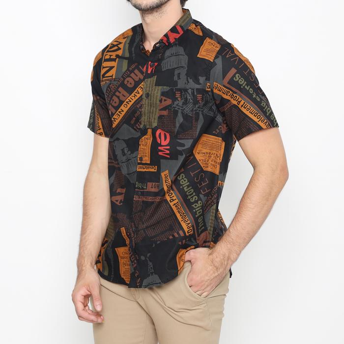 Gambar Kemeja Printing Pria Lengan Pendek Kemeja Surfing Kemeja Pria PR-07 - PRINT 01, XL dari Initial.R undefined Tokopedia
