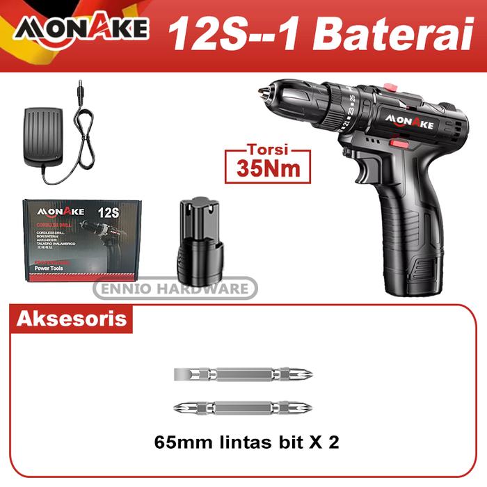 Gambar Monake German Tools 3in1 Mesin Bor Brushless Baterai Bor Listrik Bor Tanpa kabel Mesin Cordless Screwdriver Murah Elektrik Drill Bor Impact Cordless Besi Tembok Beton Kayu - 12S (1 Bate) dari G-M tool undefined Tokopedia