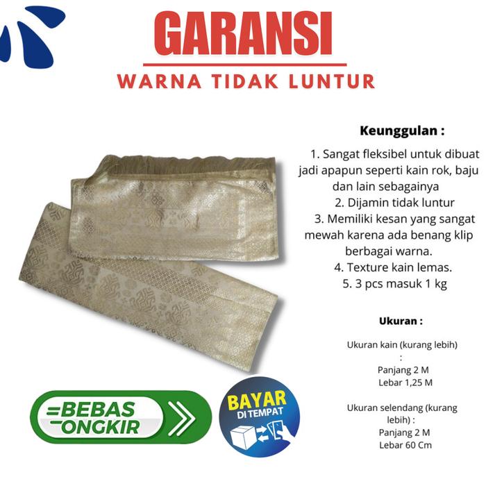 Gambar Songket Palembang ATBM Motif Cantik Manis Gold Bermacam Motif & Warna - Cream Gold, Jahit Rok Biasa dari Tino Songket undefined Tokopedia